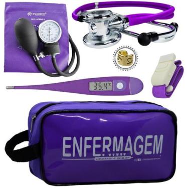 Imagem de Kit Enfermagem Estágio Com Aparelho de Pressão Estetoscópio Rappaport 