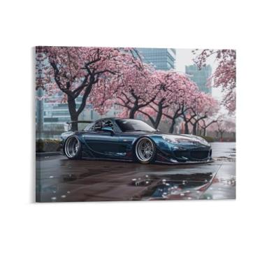 Imagem de HouLaiZhe Flores de cerejeira carro modificado Rx7 Jdm cartazes de carro tela estética decoração de sala de parede impressões de parede sala de galeria decoração de parede para quarto sala de estar