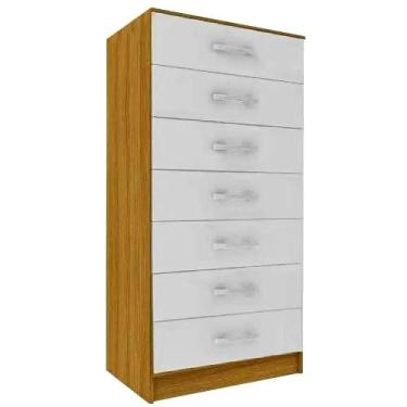 Imagem de Cômoda Macabu 7 Gavetas Primicia Cor Cinamomo Off White - Pomba, Cinam