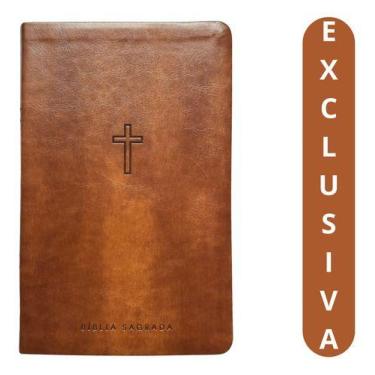 Imagem de Bíblia Sagrada Naa Slim Marrom  Acabamento Premium  Capa Couro  Versão