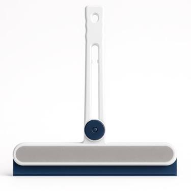 Imagem de Rodo Limpa Vidros Multiuso com Cabo Dobrável e Esponja Traseira | Para Janelas, Box, Carro e Pias | Silicone Flexível | Limpeza Sem Marcas | Portátil e Prático para o Dia a Dia (Azul)