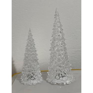 Imagem de Árvore de Natal Iluminada, Acrílico Transparente, 25cm, Pisca e Brilha, Decoração Natalina, a Pilha, 8x8x15cm