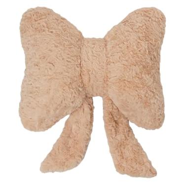 Imagem de Fenteer Almofada decorativa de pelúcia com laço, moderna e multifuncional, ideal para dormitórios, cafés, carros, camas e cadeiras, Cáqui