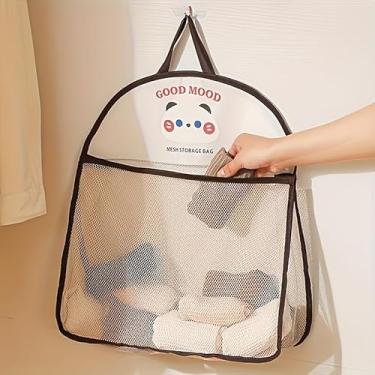 Imagem de Bolsa de armazenamento de tela pendurada, organizador dobrável respirável com estampa de animal fofo para roupas íntimas e bolsas, acessório de lavanderia montado na parede (cor aleatória)