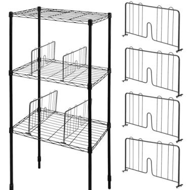 Imagem de Otoolling 4 peças divisórias de prateleira de arame preto cromado divisor de rack de arame de aço cromado para prateleiras de armário divisórias de prateleira para arames prateleiras banheiro cozinha