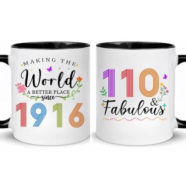 Imagem de Choinn 1916 Presentes de aniversário de 110 anos para mulheres e homens, presente de aniversário de 110 anos, caneca de café para mãe, pai, avó, vovô, ideias de presentes de aniversário de 110 anos
