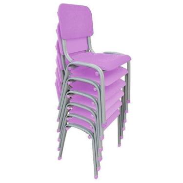 Imagem de Kit 6 Cadeira Infantil Polipropileno LG flex Reforçadas Empilháveis Li