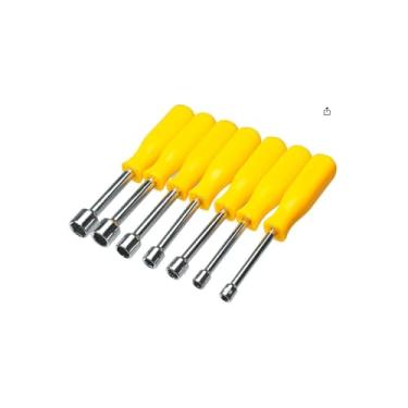 Imagem de Jogo de 7 Chaves Canhão 70mm, Cabo Amarelo Ergonômico, Tamanhos 3/16" a 1/2", PP e Aço, 509g