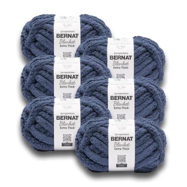 Imagem de Bernat Fio marinho profundo extragrosso - 1 pacote de 1200 g - 100% poliéster - jumbo nº 7-144 jardas - fio grosso para tricô manual/crochê
