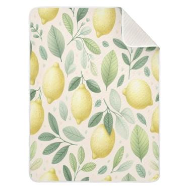 Imagem de Qilmy Cobertor de bebê Fresh Lemon 76 x 101 cm, cobertor infantil de algodão macio para meninos e meninas, cobertor leve e quente para bebês de berço, carrinho de bebê, soneca, recém-nascido