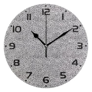 Imagem de JUZIHAI Relógio de parede com estampa de leopardo silencioso, sem tique-taque, relógios de parede redondos operados por bateria, fácil de ler, relógio decorativo de parede para casa, cozinha, sala de