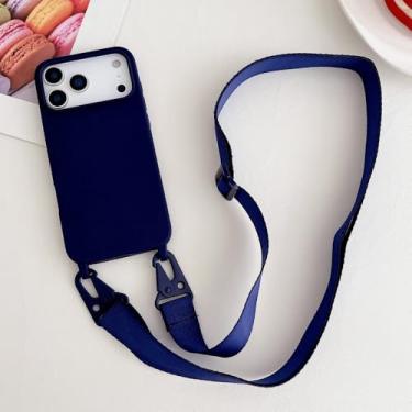 Imagem de Capa de silicone fosca com alça e colar transversal para iPhone 17 16 15 14 Pro Max 11 12 13 XR X XS 8 Plus SE