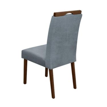 Imagem de Cadeira Mesa De Jantar Madeira Maciça Linho Premium Heloísa Mel Cinza Linho