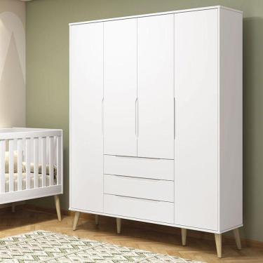 Imagem de Guarda Roupa Infantil Retrô Elfe Branco Acetinado Natural - Reller