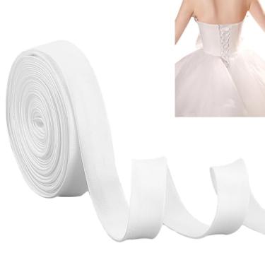 Imagem de AHANDMAKER Fita de cetim de algodão de 137,8 cm, laço feminino nas costas para vestido de noiva, cadarço ajustável, cordão traseiro para substituição de zíper ou botões - Branca de neve