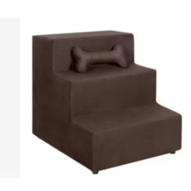 Imagem de Escadas luxo Para Cachorro Gato Pet 3 Degraus- Design Elegante para Gato e Cachorro Subir no Sofá ou Cama com Conforto(marrom)