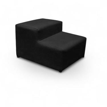 Imagem de Estofada Escadinha 2 Degraus Para Pet Gato Cachorro Subir No Sofá Luxo Suede- Protege as Patas e Facilita o Acesso ao Sofá(preto)