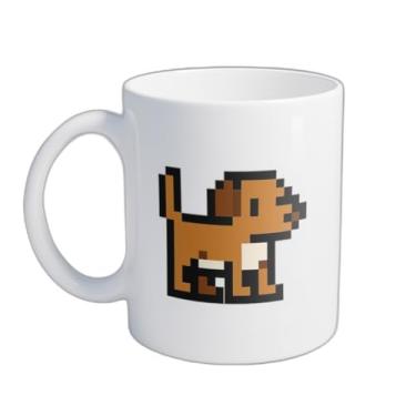 Imagem de Caneca Xícara de Café Porcelana 300ml Com Desenho Retro Pixelizado de Cachorro