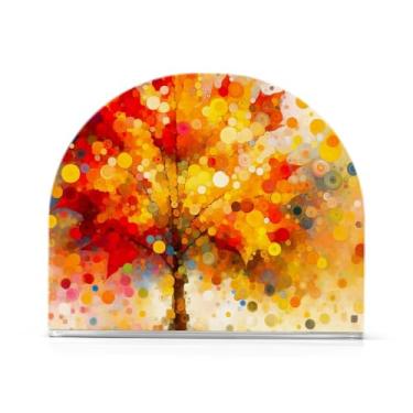 Imagem de Porta-guardanapos de almoço acrílico com bolinhas de árvore de outono, porta-guardanapos para festa, dispensador de guardanapos de restaurante para guardanapos de papel de jantar