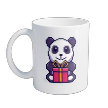 Imagem de Caneca Xícara de Café Porcelana 300ml Arte de Pixel Panda Gift Box