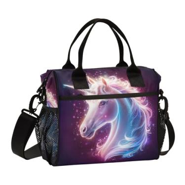 Imagem de ODAWA Lancheira masculina roxa unicórnio para trabalho reutilizável lancheira isolada para crianças, meninas, meninos