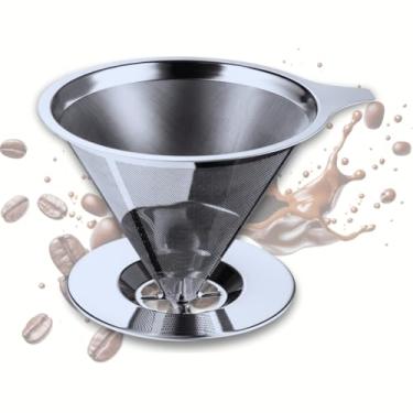 Imagem de Coador Filtro De Café Inox Dourado Reutilizável Sustentável e Lavável - Sem Uso de Filtro de Papel (Prateado)