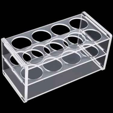 Imagem de CRASPIRE Rack de tubo de ensaio de acrílico transparente de 10 mm e 50 ml, 8 furos em 2 camadas, tubos de centrífuga transparentes, suporte de seringa, organizador de mesa para testes de 50 ml