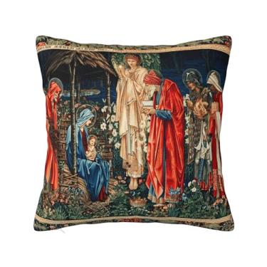 Imagem de Keebik DORATION of MAGI William Morris Christmas Capas de almofada para sofá casa cama sala de estar fronhas decorativas 45 x 45 cm