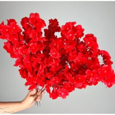 Imagem de Kit Arranjos de Flores Artificiais 45cm – Mini Orquídeas em Vaso Decorativo para Mesa, Casamentos e Decoração de Ambientes(10,Vermelha)