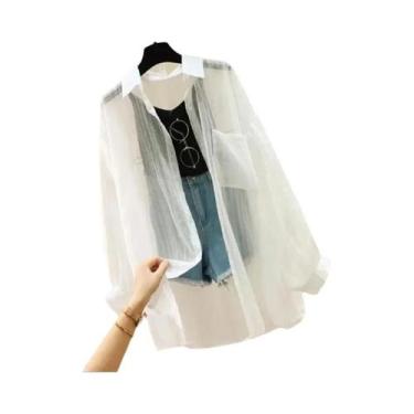 Imagem de Blusa De Chiffon Transparente Feminina De Verão Estilo Coreano Harajuk