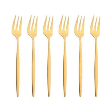 Imagem de Conjunto De Talheres De Aço Inoxidável Dourado Fosco Com 6 Peças: Faca