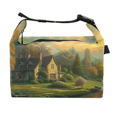 Imagem de TSENQUE Lancheira com paisagem rural para mulheres, lancheira portátil, lancheira para trabalho, rosa, fofa, térmica, isolada para adultos