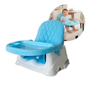 Imagem de Cadeira De Alimentação Bebê Portátil Assento Ajustável Baby Liso Azul 