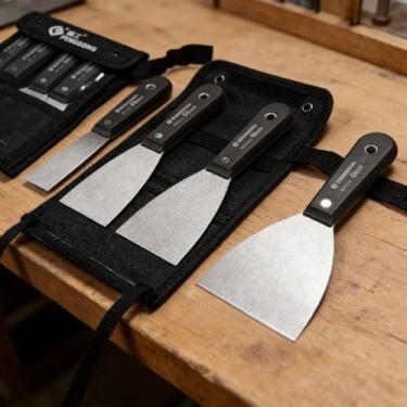 Imagem de Conjunto de 4 facas de massa, facas de drywall de 3 a 10 cm com bolsa de ferramentas, lâmina de aço carbono para espalhar raspagem