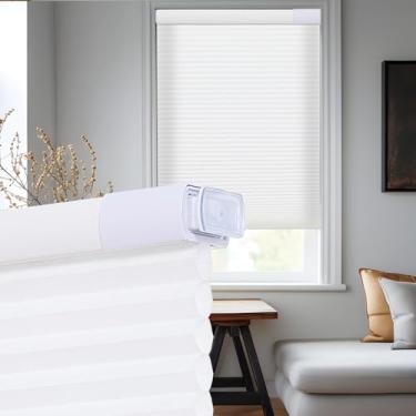Imagem de Tonature Persianas de celular para janelas internas de 38 mm, sem fio, sem fio, filtro de luz branca, 99 cm L x 162 cm A
