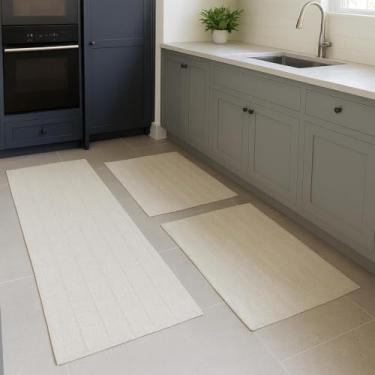 Imagem de Kit Jogo de Cozinha 3 Peças Jacquard Algodão Grosso Macio Passadeira Decorativa Antiderrapante (Cru Jacquard)