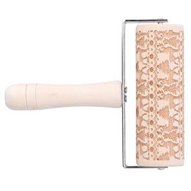 Imagem de GLOGLOW Rolo de Massa Gravado Em Madeira para Produtos de Panificação, 15 X 18 Cm, para Biscoitos, Doces, Pizza, Cozimento de Férias, Rolo de Massa de Natal, Nan (Tipo 3)