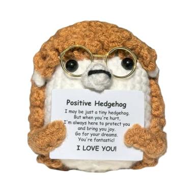 Imagem de AskLady Crochet Easter Basket Stuffers Positive Hedgehog, Crochet for Friend Mom Grandma Dad Grandpa Daughter Son Mini Gifts, Emotional Coworker Sister Brother Support Small Birthday Gifts