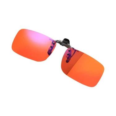 Imagem de Óculos De Sol Polarizados Anti Luz Azul Com Clip Laranja Amarelo Bloqu
