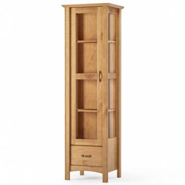 Imagem de Cristaleira de Madeira Com Vidro 1 Porta 1 Gaveta Lira M06 Carvalho Fosco - Lyam Decor