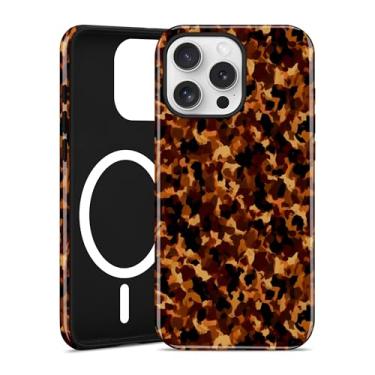Imagem de Aitipy Capa de telefone magnética pequena tartaruga para iPhone 16 Pro Max, compatível com MagSafe, linda estampa de leopardo amarelo macio TPU rígido PC capa protetora à prova de choque para mulheres