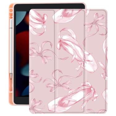 Imagem de CozyNestCY Capa para iPad 10,9 polegadas 10Th Cute Bowknot Ballet Shoes Capa para Ipad Lovely Bow Shell Transparente Traseira Preppy Girly Pink Case Auto Sleep/Wake Suporte de lápis à prova de choque