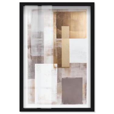 Imagem de Interlocking of Planes I Shadowbox Print Boho Gold Wall Art por Art Remedy, moldura preta, 43 x 63 cm
