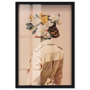 Imagem de Button Up to the Top Floral Shadowbox Print Floral Glam Wall Art por Art Remedy, moldura preta, 43 x 63 cm