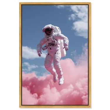 Imagem de Nebula Float I Canvas Print Astronaut Wall Art por Art Remedy, moldura dourada, 25 x 38 cm