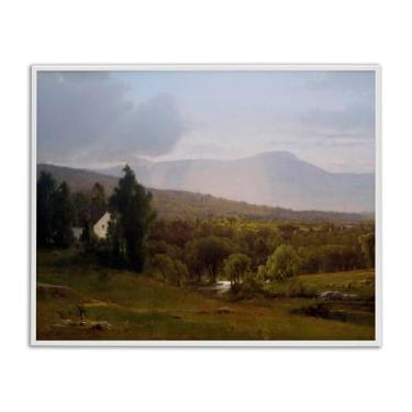 Imagem de Stupell Industries Arte giclée emoldurada branca Cabins in Peaceful Vista, design por Lettered and Lined, 11 x 14