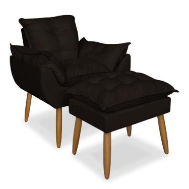 Imagem de Kit Poltrona Amamentação com Puff Opalat Pés Palito - Trida Móveis, Ma