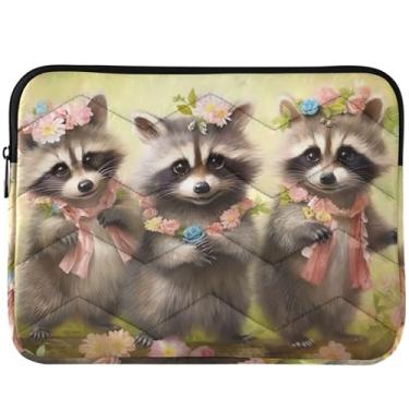 Imagem de Capa para notebook com animais guaxinins engraçados, acessórios modernos para computador, capas universais para laptop de 13 a 14 polegadas