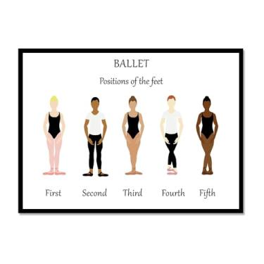 Imagem de Ballet Positions Dance Poster Ballerina Education Wall Art Prints Canvas Painting Pictures Ballet Studio Dance Room Home Decor (SKU6,40.6x61.0 cm = (40x60cm), moldura de metal preto)