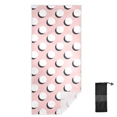 Imagem de Joitme Toalhas chiques brancas de bolinhas rosa de praia, 78 x 188 cm, toalhas de areia de secagem rápida na praia, toalhas de festa na piscina
